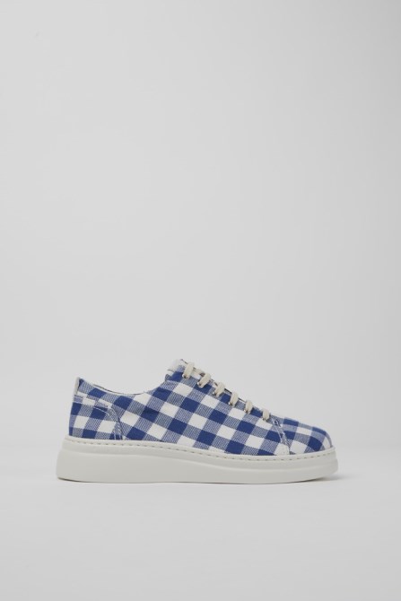 Design Runner Up Blue And White Recycled Cotton Sneakers For Women Camper