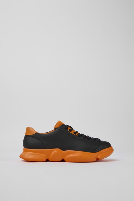 Karst Black And Orange Leather Shoes For Women Exclusive Camper