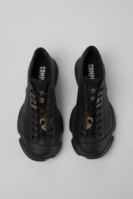 Design Karst Black Leather Shoes For Women Camper
