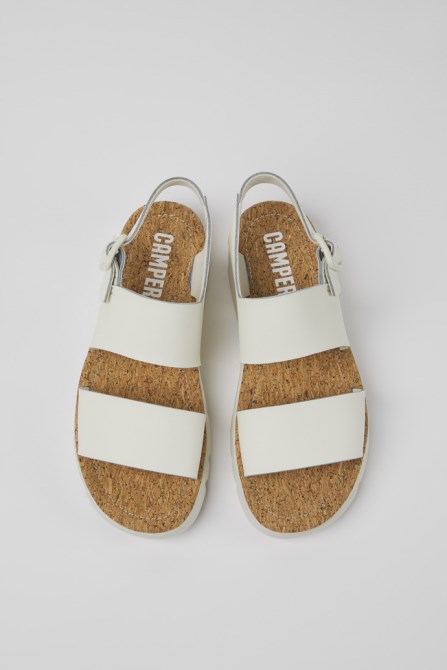 Oruga White Leather Sandals For Women Camper New Arrivals