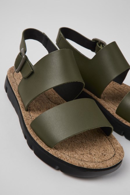 Exclusive Camper Oruga Green Leather Sandals For Women