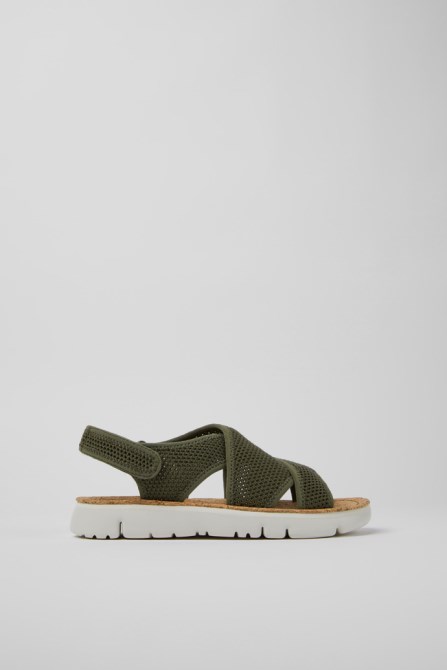 Camper Design Oruga Green Textile Sandals For Women