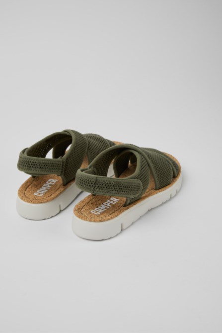 Camper Design Oruga Green Textile Sandals For Women