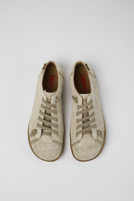 Design Peu Beige Textile Shoes For Women Camper