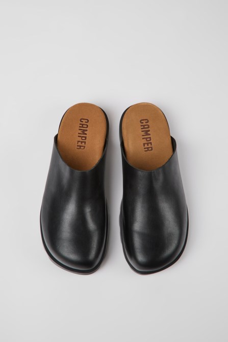 Design Brutus Sandal Black Leather Clogs For Women Camper
