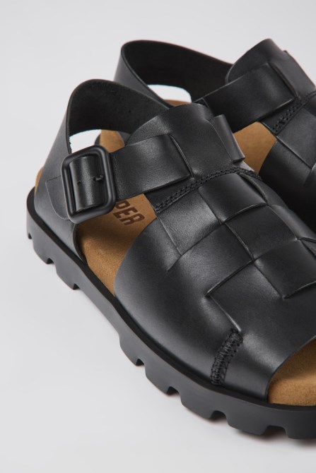 Camper Design Brutus Sandal Black Leather Sandals For Women