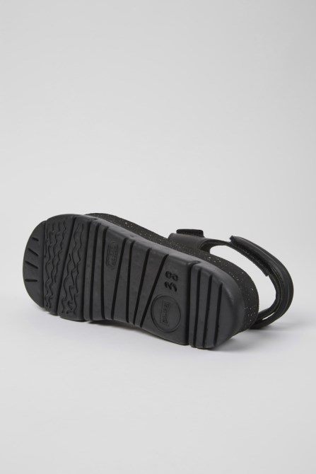 Camper Oruga Up Black Leather Sandals For Women New Arrivals