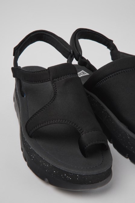 Camper Oruga Up Black Textile Sandals For Women New Arrivals