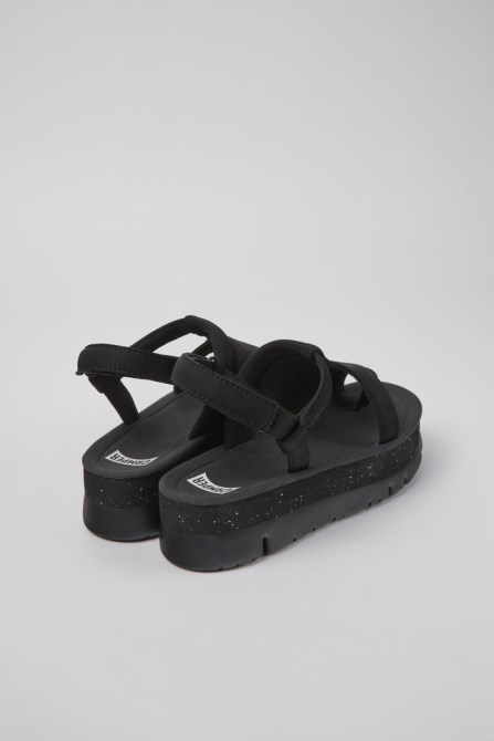 Camper Oruga Up Black Textile Sandals For Women New Arrivals