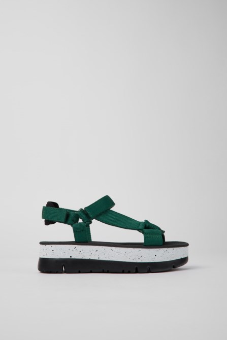 Oruga Up Green Textile Sandals For Women Exclusive Camper