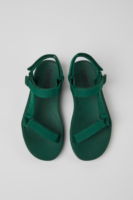 Design Match Green Textile Sandals For Women Camper