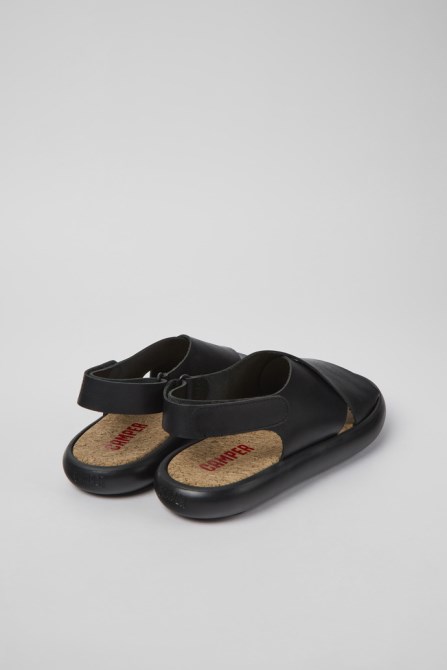 Design Pelotas Flota Black Leather Sandals For Women Camper
