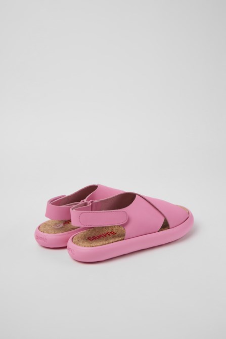 Design Pelotas Flota Pink Leather Sandals For Women Camper