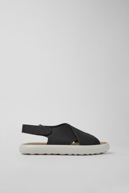 Camper Design Pelotas Flota Black And White Leather Sandals For Women
