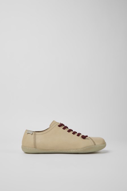 Camper Design Peu Beige Leather Shoes For Women