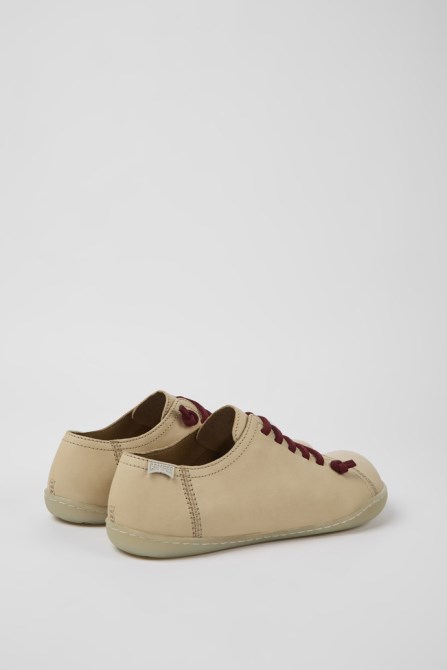 Camper Design Peu Beige Leather Shoes For Women