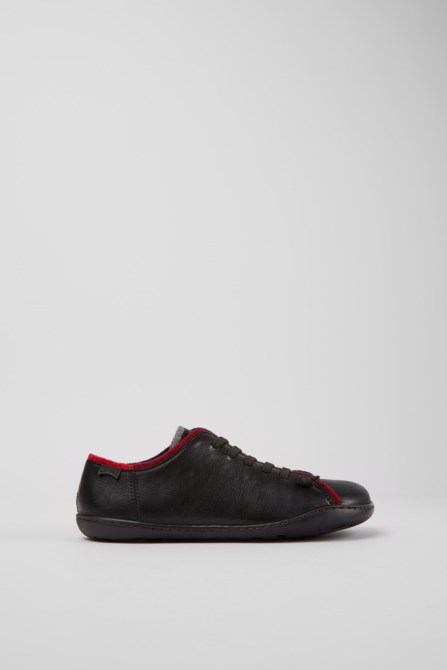 Twins Black Leather And Wool Shoes For Women Camper New Arrivals
