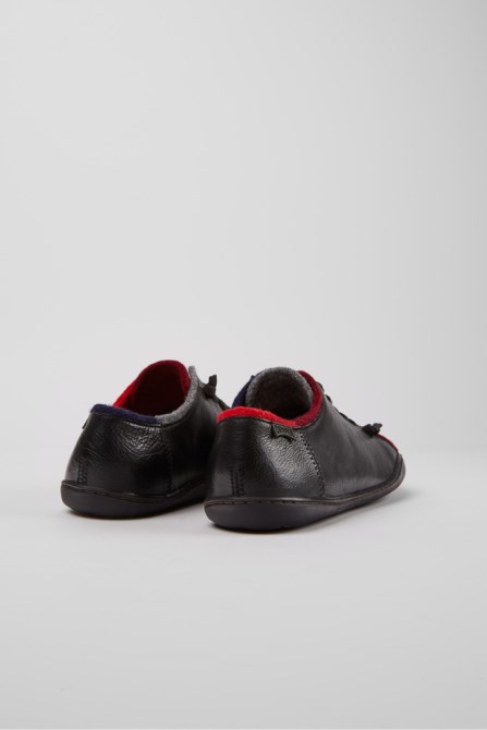 Twins Black Leather And Wool Shoes For Women Camper New Arrivals
