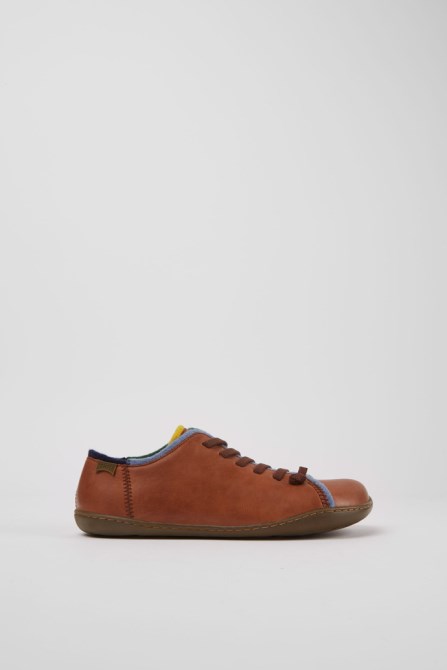 Camper Design Twins Brown And Blue Leather Shoes For Women