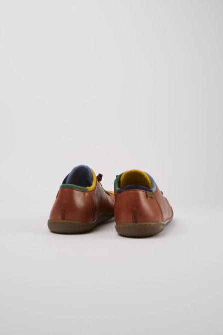 Camper Design Twins Brown And Blue Leather Shoes For Women