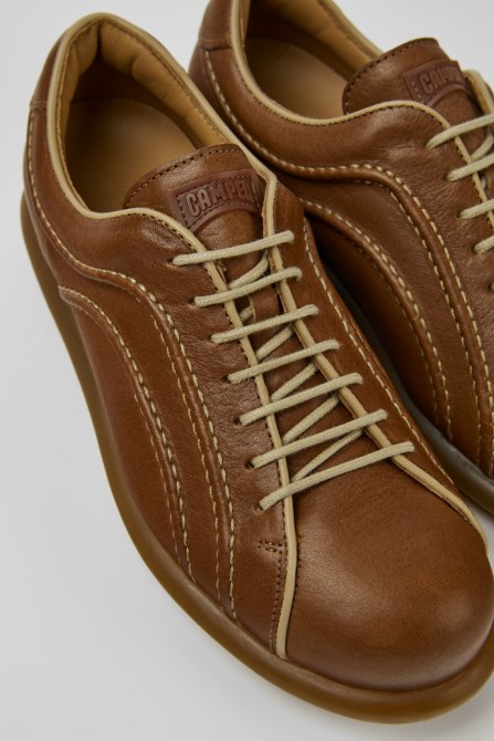 Camper Design Pelotas Brown Leather Sneakers For Women