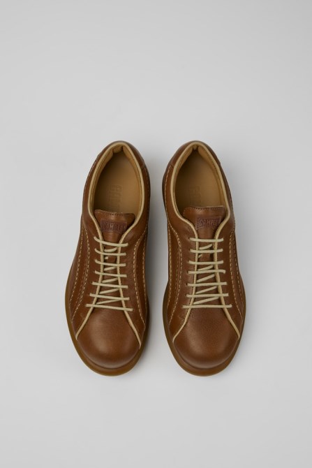 Camper Design Pelotas Brown Leather Sneakers For Women