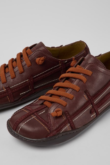 Camper Design Twins Burgundy Leather Shoes For Women