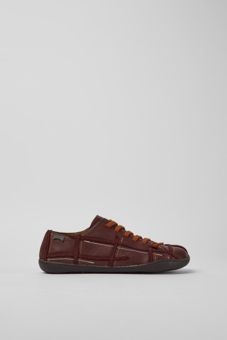 Camper Design Twins Burgundy Leather Shoes For Women
