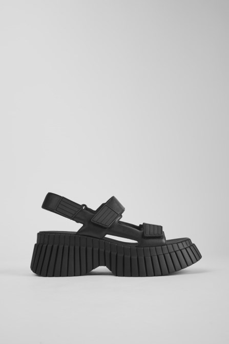 Bcn Black Leather Sandals For Women Exclusive Camper