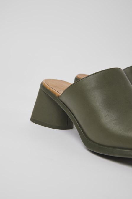 Kiara Green Leather Mules For Women Camper New Arrivals