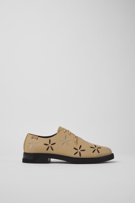 Exclusive Camper Twins Beige Leather Shoes For Women