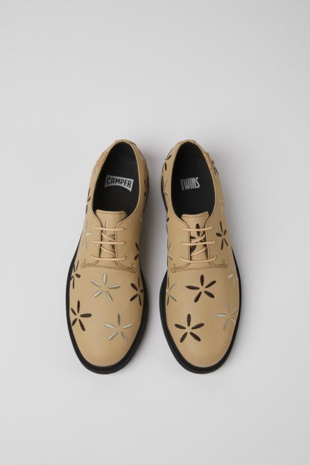 Exclusive Camper Twins Beige Leather Shoes For Women