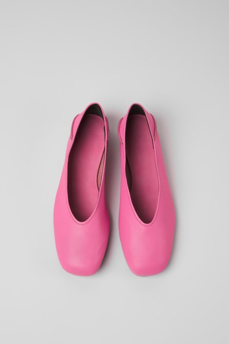 Casi Myra Pink Leather Ballerinas For Women Exclusive Camper