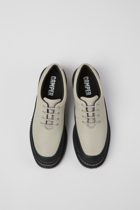Pix Black And Gray Leather Shoes For Women Camper New Arrivals