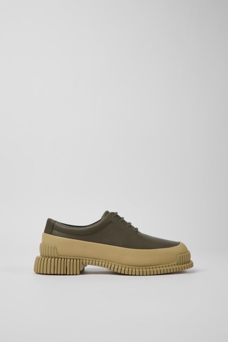 Exclusive Camper Pix Green And Beige Leather Shoes For Women