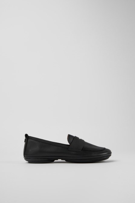 Design Right Black Leather Shoes For Women Camper