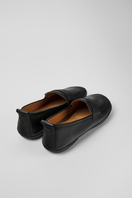Design Right Black Leather Shoes For Women Camper