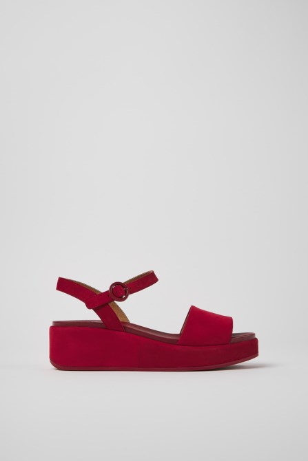 Misia Burgundy Nubuck Sandals For Women Camper New Arrivals