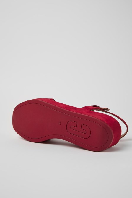 Misia Burgundy Nubuck Sandals For Women Camper New Arrivals