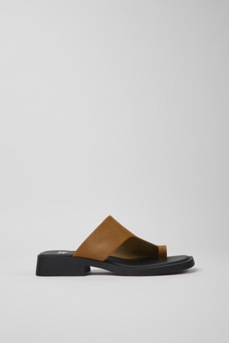 Design Twins Brown Leather Sandals For Women Camper
