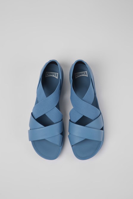 Camper Right Blue Leather Sandals For Women New Arrivals