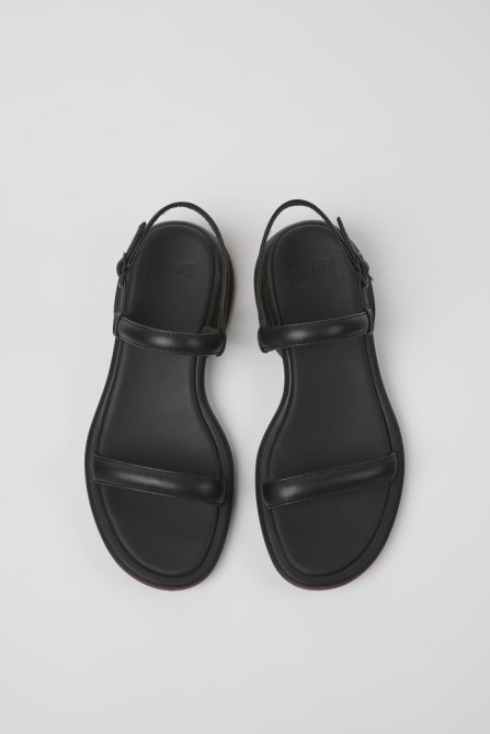 Camper Spiro Black Leather Sandals For Women New Arrivals