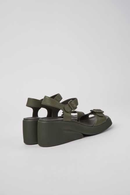 Kaah Green Leather Sandals For Women Camper New Arrivals