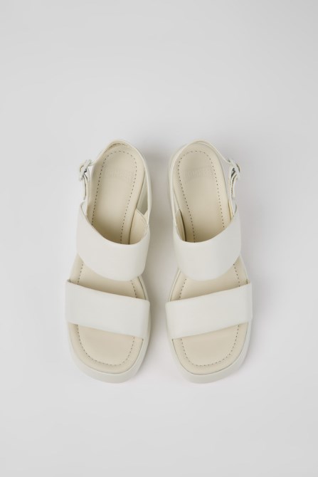 Kaah White Leather Sandals For Women Camper New Arrivals