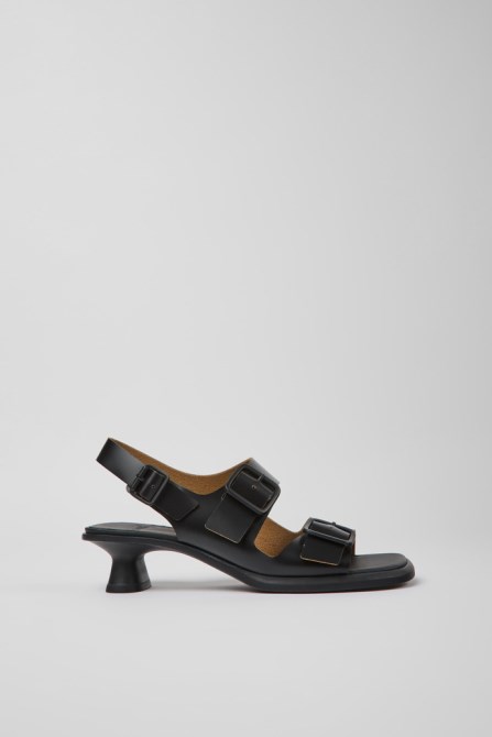 Dina Black Leather Sandals For Women Camper New Arrivals