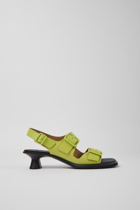 Design Dina Green Leather Sandals For Women Camper