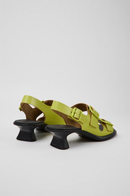 Design Dina Green Leather Sandals For Women Camper