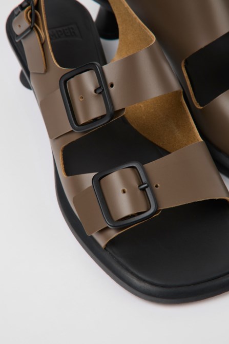 Camper Dina Brown Leather Sandals For Women New Arrivals