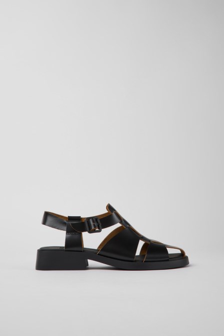 Design Dana Black Leather Sandals For Women Camper