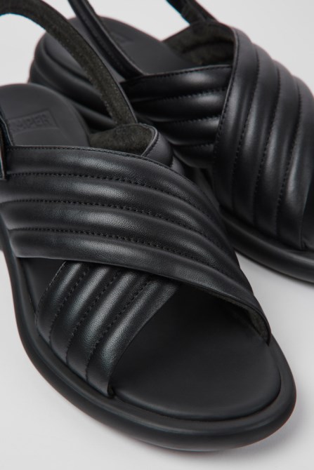 Spiro Black Leather Sandals For Women Exclusive Camper